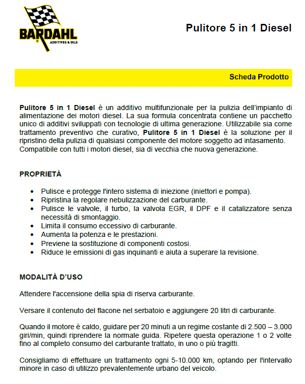 Pulitore 5 in 1 Diesel 500ML